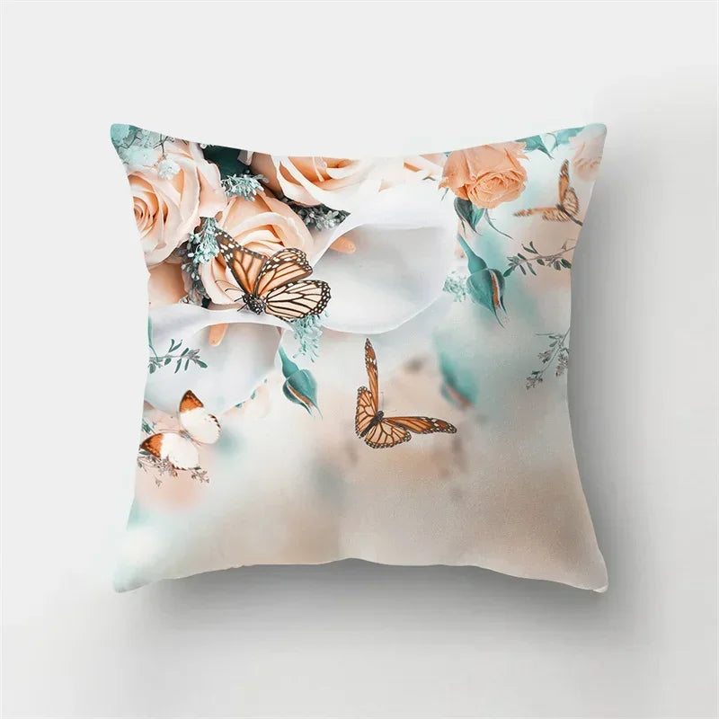 Axyaa Butterfly Charms Pillowcase: Sofa Car Waist Cushion Cover - Ins Style Landscape