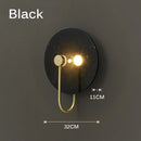 Axyaa Scandinavian Minimalist Black White Wall Lamp - Retro Green Marble Bedside LED