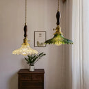 Axyaa Green Glass LED Pendant Lights - Japanese Style Home Decor Chandelier