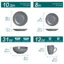 Axyaa MODA Grey Stoneware Dinner Set - 48 Piece Tableware Collection
