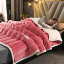Axyaa Cozy Winter Double-sided Quilted Lamb Wool Blanket