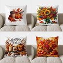 Axyaa Autumn Fence & Pumpkins Decor Pillow Cover