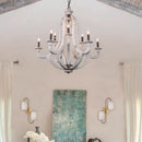 Axyaa 9-Light Wood Farmhouse Chandelier: Rustic Ceiling Hanging Lamp for Dining Room