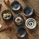 Axyaa Ceramic Seasoning Dish Vintage Sushi Plate Round Vinegar Dish Kitchenware