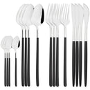 Axyaa Black Gold Mirror Stainless Steel Cutlery Set Dinnerware Flatware Knife Spoon Fork