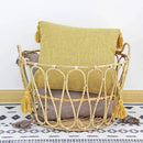 Axyaa Linen Tassel Pillow Cover 45*45cm - High-end Office Sofa Car Decor