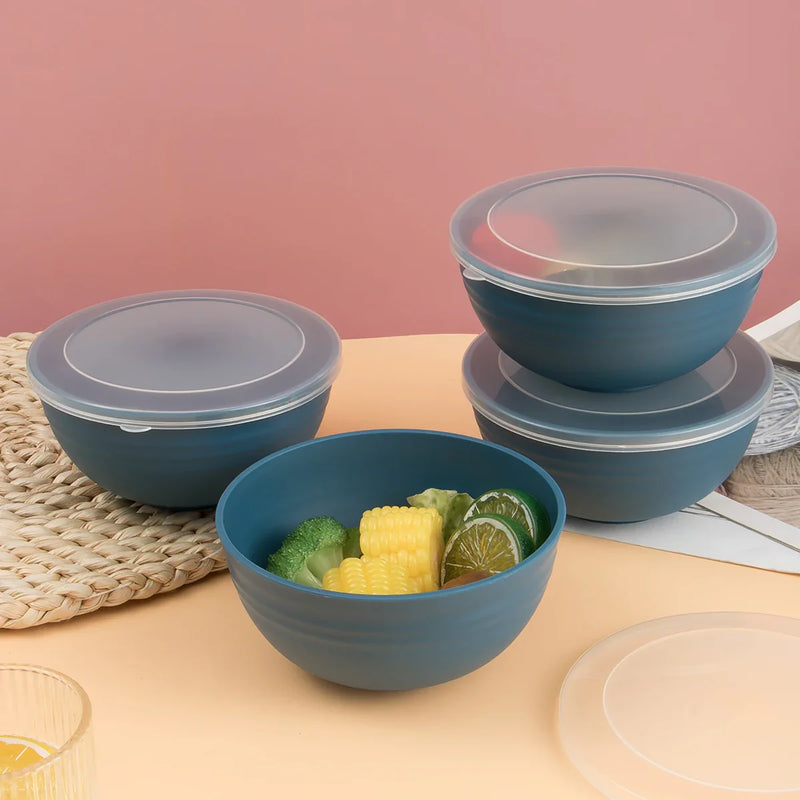 Axyaa 4pcs Bowl Set with Lid & Bento Box for Camping, Picnic, Kitchen Essentials