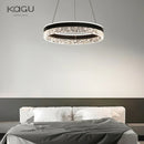 Axyaa LED Crystal Pendant with Black & White Ring Design for Modern Minimalist Home Lighting