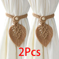 Axyaa Macrame Curtain Tiebacks with Bead, Boho Room Decor, Home Decoration Gift