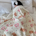 Axyaa Cartoon Puppy Fleece Blanket | Double-Layer Thick Warm Throw | Soft Plush Plaid