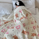 Axyaa Cartoon Puppy Fleece Blanket | Double-Layer Thick Warm Throw | Soft Plush Plaid