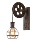 Axyaa Retro Industrial LED Wall Lamp with Adjustable Iron Pulley