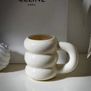 Axyaa 14oz Ceramic Coffee Mug Wavy Style Large Capacity Nordic Creative Cute Cup