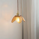 Axyaa Amber Glass LED Pendant Lighting: Japan Style Hanging Lamp for Home Decor
