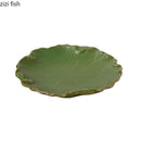 Axyaa Lotus Leaf Ceramic Dinner Plate Set - Japanese Style Tableware