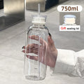 Axyaa 750ml Glass Water Bottle with Time Marker, Lid, and Straw