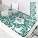 Axyaa Non-Slip Drying Mat for Kitchen Counter, Absorbent Plant Leaf Design
