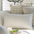 Cream Floral Polyester Cushion Cover Set by Axyaa