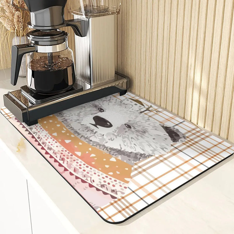 Axyaa Monkey Pattern Diatomaceous Earth Coasters: Stylish Cup Placemats & Coaster Set