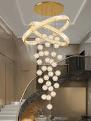 Axyaa Crystal Chandelier Stair Pendant Lamp Living Room Interior Lighting