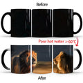 Axyaa Color Changing Animal Ceramic Mug Lion Tiger Heat Sensitive Coffee Cup