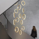 Axyaa LED Ring Pendant Chandelier | Adjustable Hanging Cables | Gold/Black | Home Dining Living Room