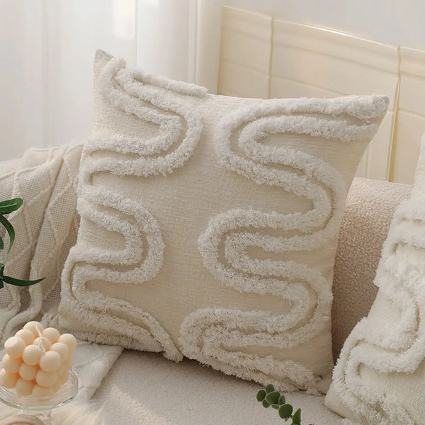 Axyaa Chenille Tufted Cushion Cover - Soft Decorative Pillow for Sofa - Nordic Style