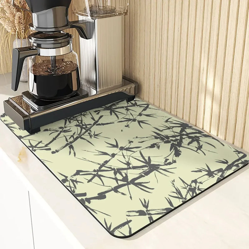 Axyaa Leaves Pattern Silicone Dish Mat for Absorbent Drying & Home Decor