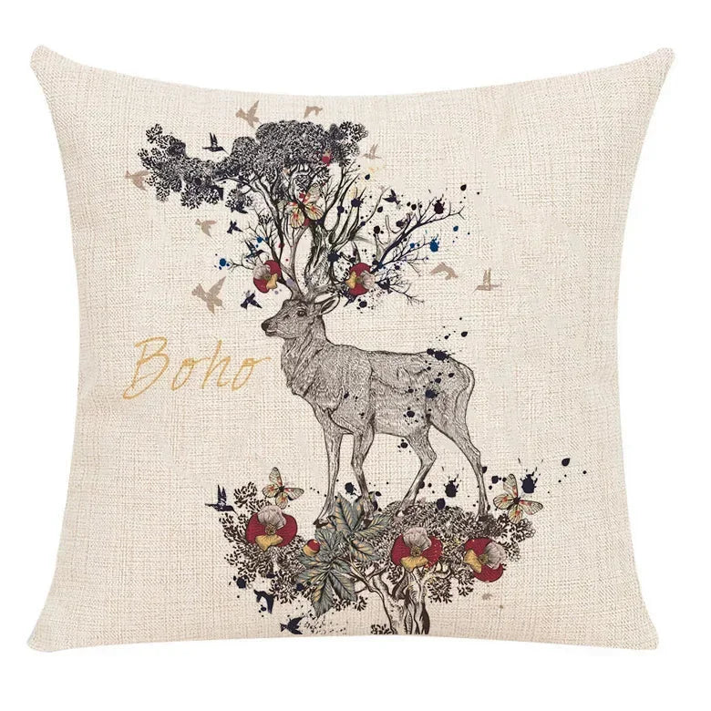Milu Deer Pattern Print Pillow for Home Decor by Axyaa