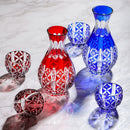 Axyaa Edo Kiriko Sake Set: Carved Glass Cup and Decanter, Luxury Sakeware