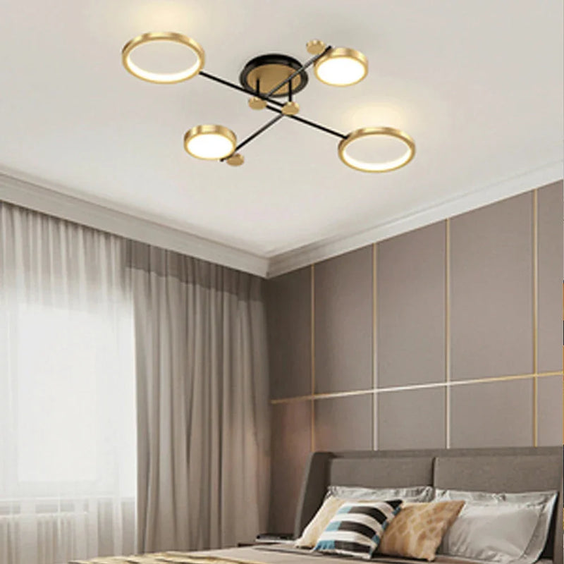 Nordic Gold Black Dimmable LED Chandelier with Remote Control - Axyaa Home Lighting