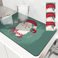 Axyaa Christmas Tree Kitchen Mat: Antiskid & Absorbent Draining Pad for Dishes & Tableware