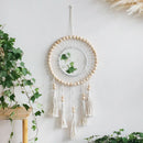 Axyaa Wooden Beads Wall Mirror Boho Nordic Home Decor for Living Room & Bedroom