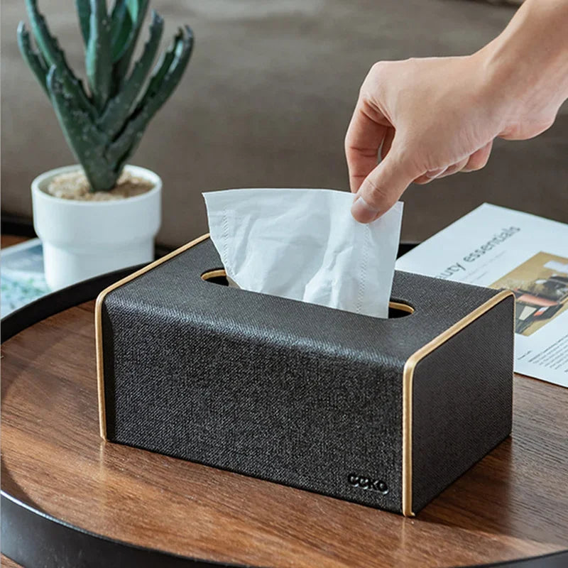 Axya Leather Tissue Box with Paper Drawer for Stylish Home & Hotel Decor