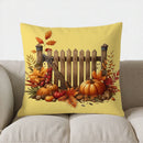 Axyaa Autumn Fence & Pumpkins Decor Pillow Cover