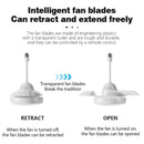Axyaa Retractable Blades Ceiling Fan with Light Remote Control Bedroom Living Room Lighting