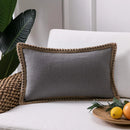 Axyaa Farmhouse Christmas Cotton Linen Pillow Cover Set in Grey Red