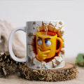 Axyaa Ceramic Coffee Mug 350ml: Fun Emoticons Design, Perfect for Home and Office