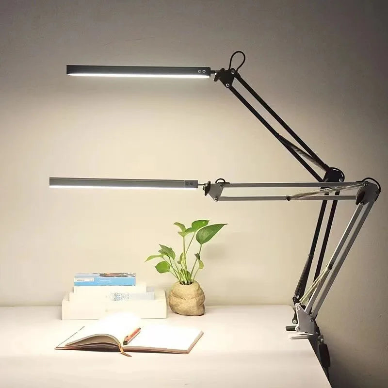 Axyaa 60CM LED Reading Table Lamp - Black L-Shaped Floor Lamp with USB Switch, Infinitely Dimmable