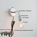 Axyaa White Glass LED Wall Light - Nordic Modern Adjustable Arm Bedside Lamp