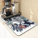 Axyaa Plant Leaves Kitchen Mat - Absorbent, Antiskid, Quick Dry Dish Drying Pad