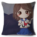 Axyaa Beautiful Girl Pattern Linen Pillowcase for Living Room and Bedroom