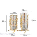 Axyaa Gold Metal Frame Glass Vase with Rattan Branches - Home Decor & Flower Arrangement