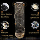 Axyaa LED Spiral Crystal Ball Chandelier for Staircase Pendant Lighting