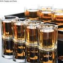 Axya Spirit Glass Set with Wooden Cup Holder - Branded Liquor Glasses & Shot Glasses