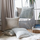 Axyaa Striped Embroidered Cushion Cover Brown Grey Cotton Linen 45x45cm 60x60cm