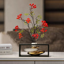 Axyaa Geometric Golden Vase with Rockery Stones for Stylish Floral Arrangements