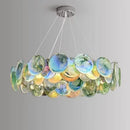 Axyaa Vintage Green Glass Crystal Chandelier E14 Pendant Lamp