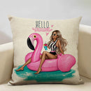 Axyaa Fashion Girl Cushion Cover: Living Room Sofa Pillow Case 45x45cm
