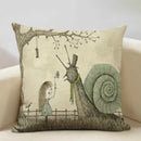 Axyaa Enchanted Forest Tree House Pillow Cover for Home Decor Sofa